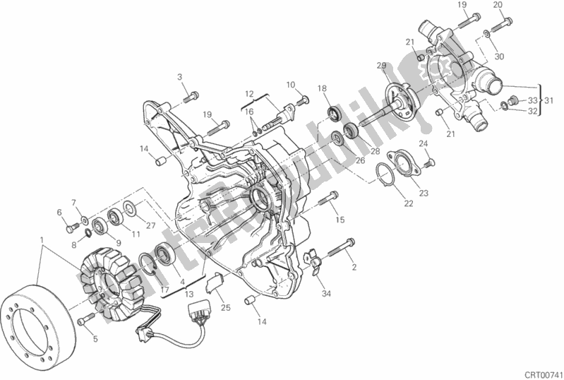 Toutes les pièces pour le Couvercle De Générateur du Ducati Multistrada 950 SW USA 2018